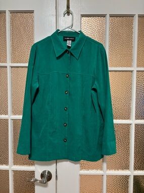 Sag Harbor Teal Button-Up Blouse